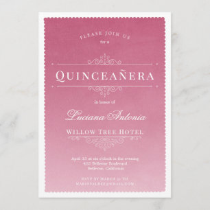 Prinzessin Royal Elegant Rosa Quinceanera Einladung