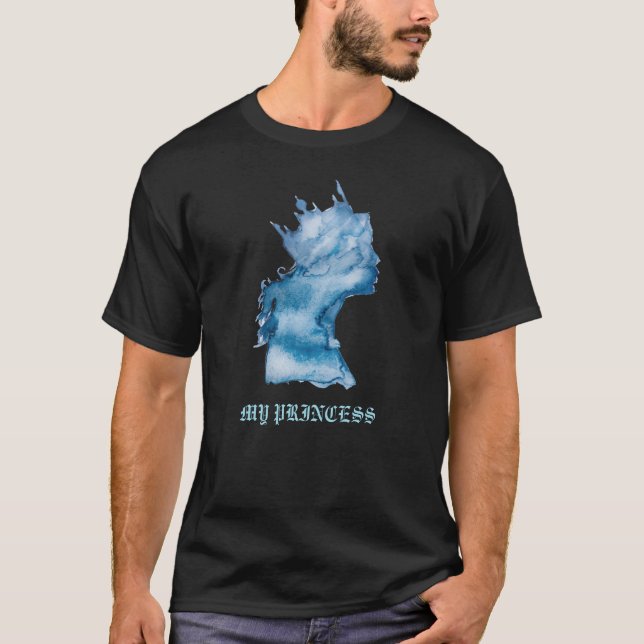 *~* Prinzessin Silhouette Indigo Denim Crown Men T-Shirt (Vorderseite)