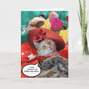 PRINZESSIN TATUS KATZE,ROTER HUT UND TAUBE Muttert Karte