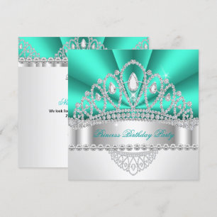 Prinzessin Teal Grün Diamant Diadem Geburtstagsfei Einladung