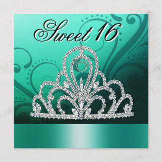 Prinzessin Tiara 16 . Geburtstag (Aqua) Einladung