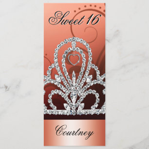 Prinzessin Tiara 16. Geburtstag (orange) Einladung