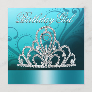 Prinzessin Tiara Birthday Girl blue) Einladung