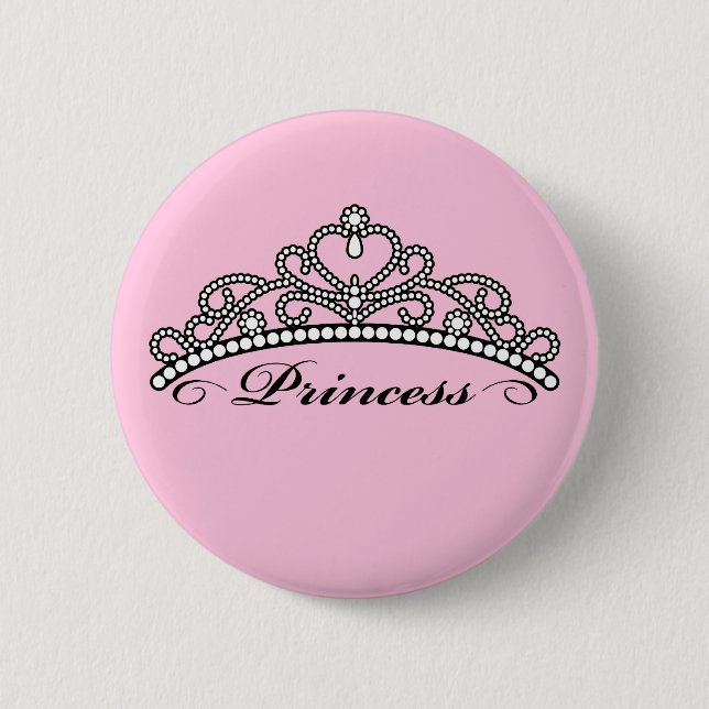 Prinzessin Tiara Button (rosa Hintergrund) (Vorderseite)