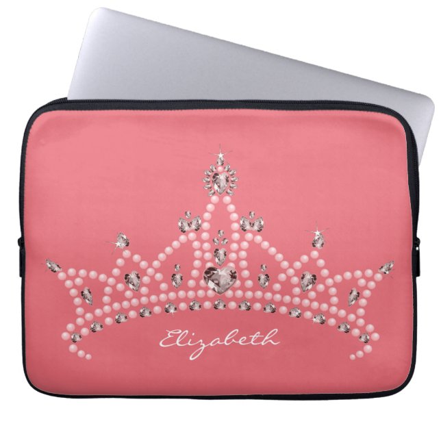 Prinzessin Tiara Crown Laptop Sleeve (Rose) (Vorderseite)