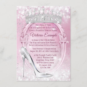 Prinzessin Tiara Glass Schuh Cinderella Quinceaner Einladung