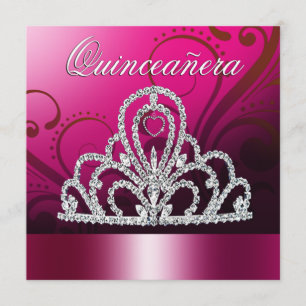 Prinzessin Tiara Quinceanera (fuschia) Einladung