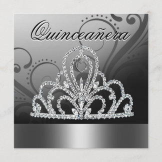 Prinzessin Tiara Quinceanera (Silber) Einladung