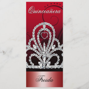 Prinzessin Tiara Quinceanera (tiefrot) Einladung