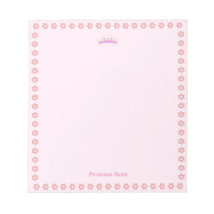 Prinzessin Tiara & rosa Blumen auf Einfach Notizblock