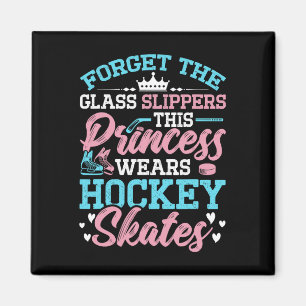 Prinzessin trägt Hockeyschlittschuhe Liebhaber Eis Magnet