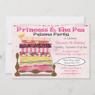 Prinzessin u. das Erbsen-Pyjama-Geburtstags-Party Einladung