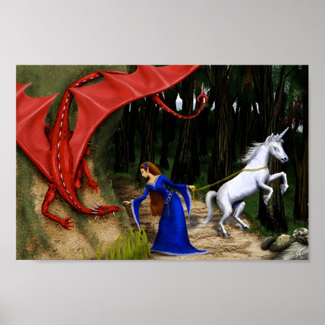 Prinzessin und der Drache 12 x 8 Poster (Vorne)