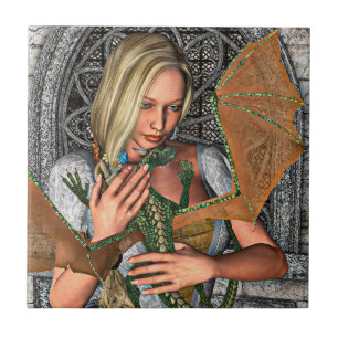 Prinzessin und Drache Fliese