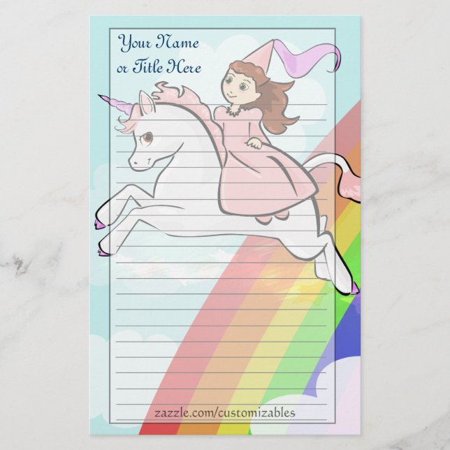 Prinzessin-und Einhorn-Briefpapier Briefpapier (Vorderseite)