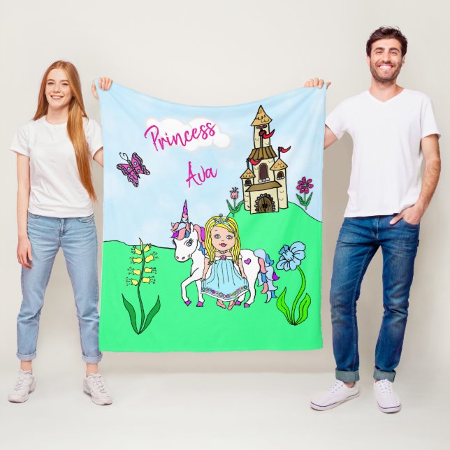 Prinzessin und Einhornmärchen Persönlich Fleecedecke (Beispiel)