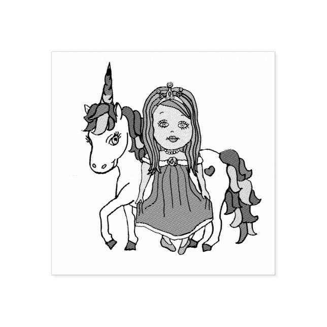 Prinzessin und Einicorn Gummistempel (Prägung)