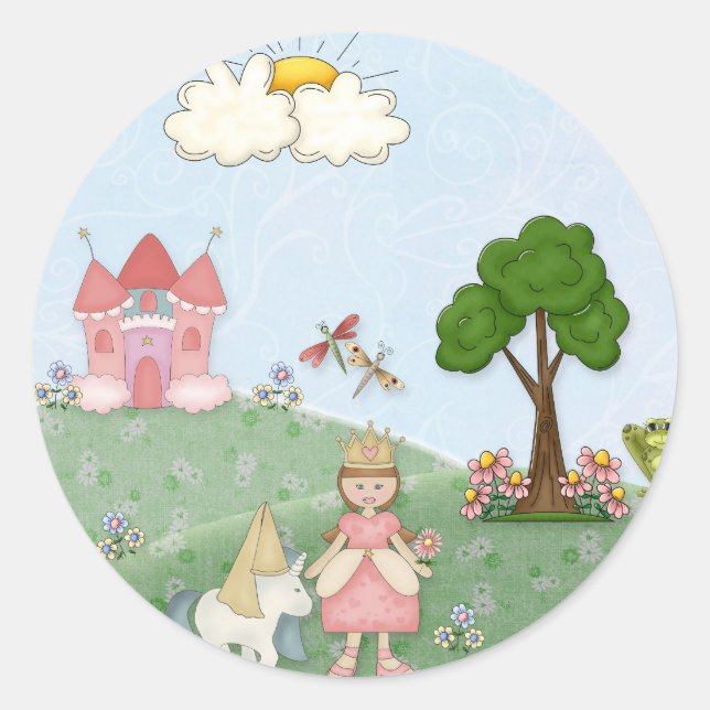 Prinzessin und ihre Burg Runder Aufkleber (Vorderseite)