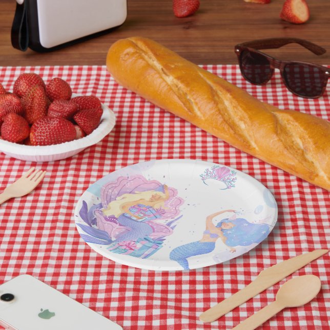 Prinzessin- und Meerjungfrau-Geburtstagseinladungs Pappteller (Picknick)