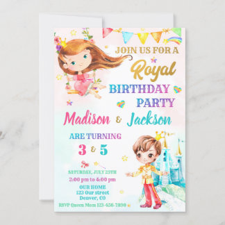 Prinzessin und Prinzessin zum Geburtstag Einladung