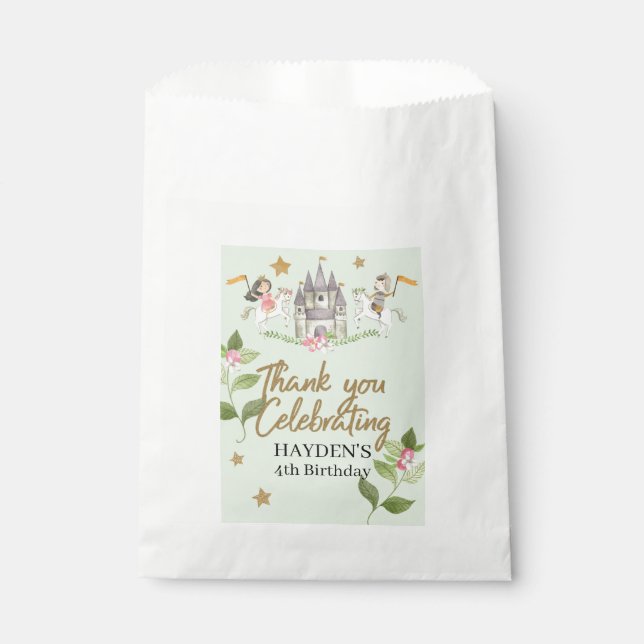 Prinzessin und Ritter Party, Prinzessin, Kindergeb Geschenktütchen (Vorderseite)