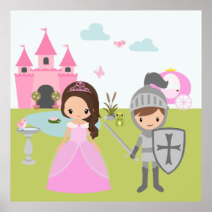 Prinzessin und Ritterdekoration Poster
