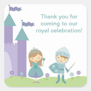 Prinzessin und Ritterkleber Quadratischer Aufkleber