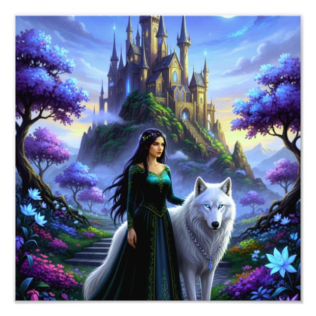 Prinzessin und Wolf Fotodruck (Vorne)