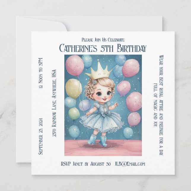 Prinzessin verzaubert Geburtstagsfeier Karte (Vorderseite)