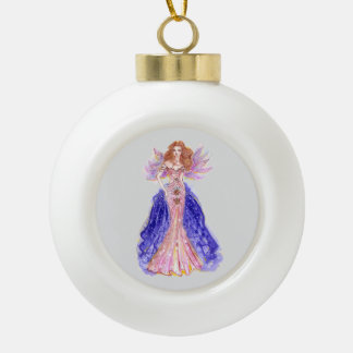Prinzessin von lila Engelsmuscheln in Aquarellfarb Keramik Kugel-Ornament