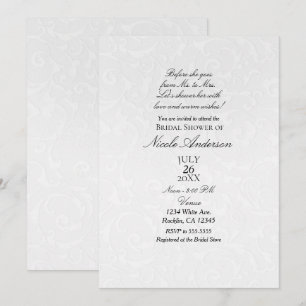 Prinzessin White Damask Storybook Brautparty Einladung