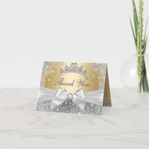 Prinzessin Winter Wonderland Gold Thank Sie Dankeskarte