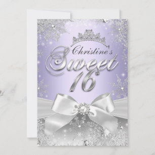 Prinzessin Winter Wonderland Lila Sweet 16 Einladu Einladung