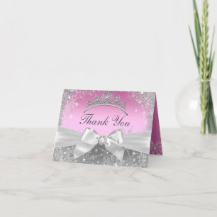 Prinzessin Winter Wonderland Pink Thank Sie Dankeskarte