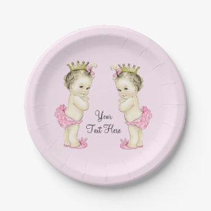 Prinzessin Zwilling Baby Mädchen Pappteller