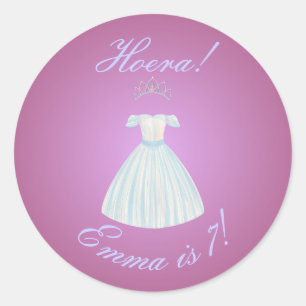 Prinzessinnen-Aufkleber "Hurra!" Rosa Farbverlauf Runder Aufkleber
