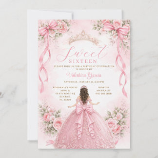 Prinzessinnen-Ballkleid Rosa Sweet Sixteen Geburts Einladung
