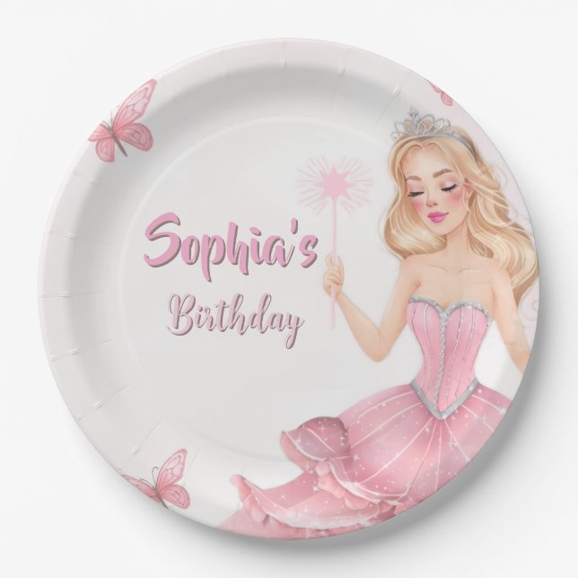 Prinzessinnen Geburtstag Pappteller (Vorderseite)