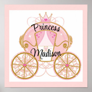 Prinzessinnen-Königskutsche Rosa & Gold Wandkunst  Poster