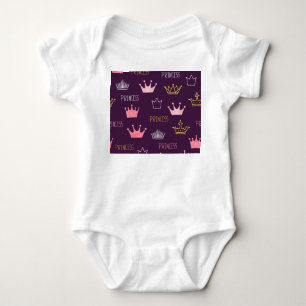 Prinzessinnen-Kronen: Wasserfarben-Glitter-Muster. Baby Strampler