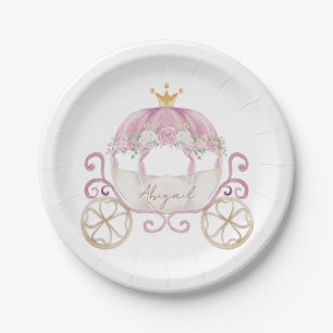 Prinzessinnen-Kutsche personalisierte Babyparty Pappteller
