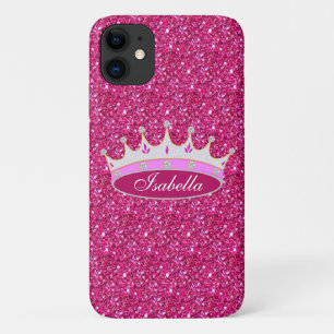 Prinzessinnenkrone & Edelsteine auf rosa Glitter Case-Mate iPhone Hülle
