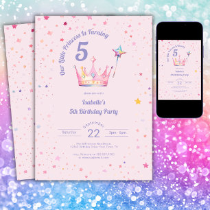 Prinzessinnenkrone Pastellrosa Geburtstag kleines  Einladung