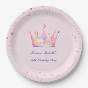 Prinzessinnenkrone Pastellrosa Geburtstag kleines  Pappteller