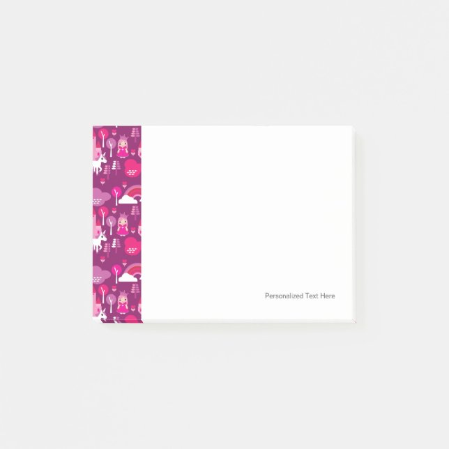 Prinzessinschloss und Einhornregenbogen Post-it Klebezettel (Vorderseite)