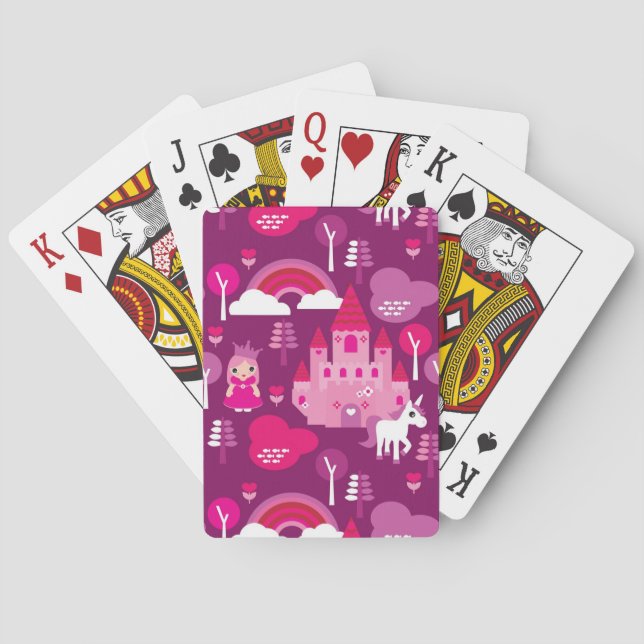 Prinzessinschloss und Einhornregenbogen Spielkarten (Rückseite)