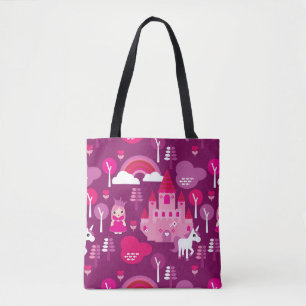Prinzessinschloss und Einhornregenbogen Tasche