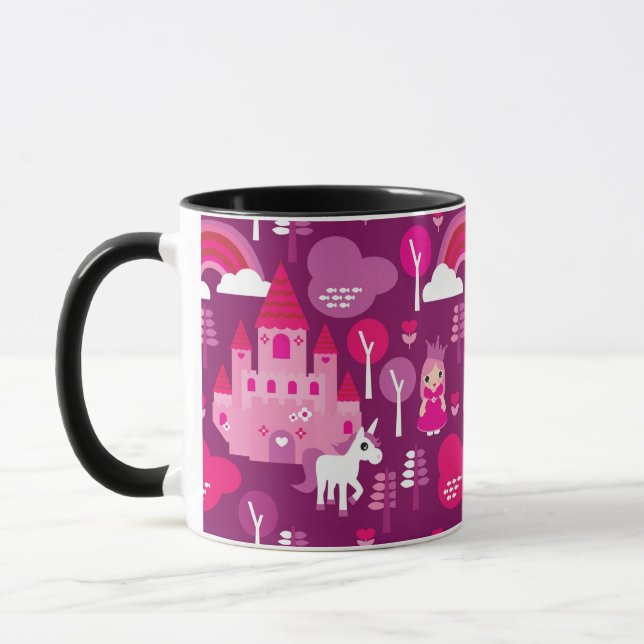 Prinzessinschloss und Einhornregenbogen Tasse (Links)
