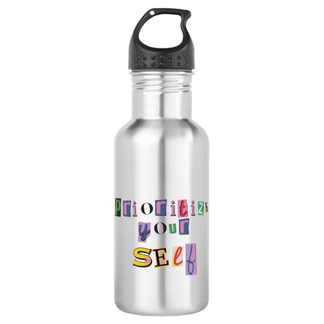 Priorisiere dich selbst edelstahlflasche (Vorderseite)