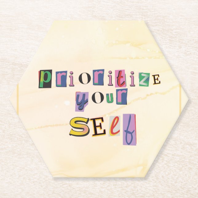 Priorisiere dich selbst untersetzer (Vorderseite)
